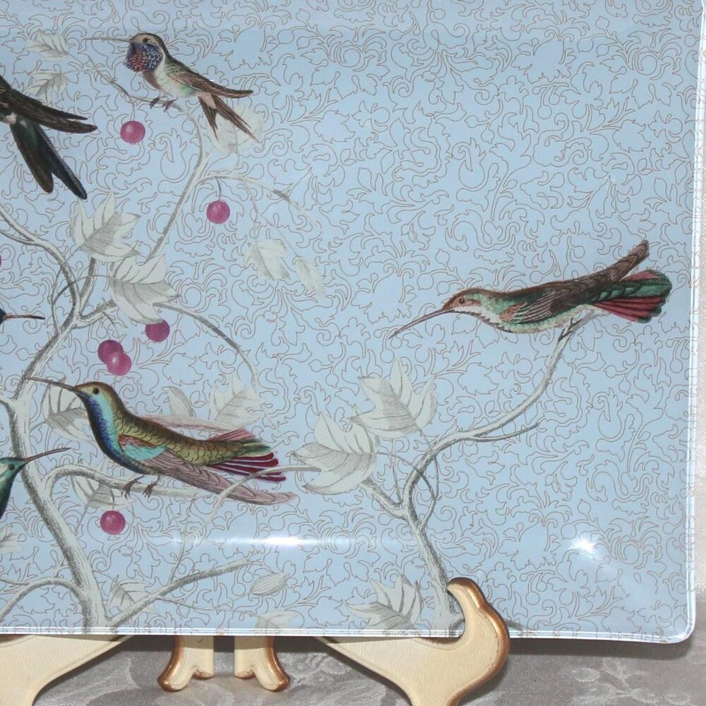 Hummingbirds Decorative Glass Tray | Fringe Studio Tray #512019 - Picture 4 of 6